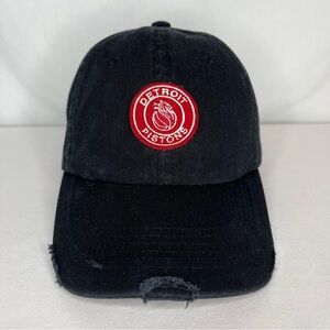 NBA Officially Licensed Detroit Pistons Navy Blue Distressed Baseball Hat.